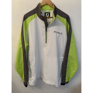 Footjoy 1/4 Zip Jacket White Green Men's Large Long Sleeve Golf Rain Jacket